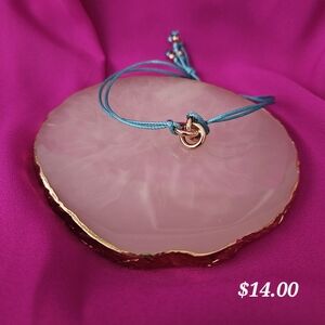 Blue Cord Bracelet with Gold Accents